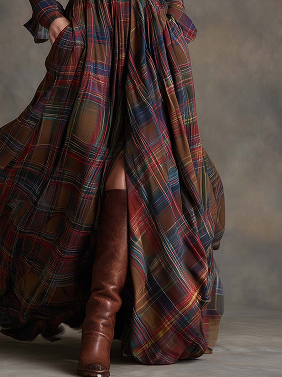Giulietta - Maxi Shirt Dress with Check Pattern