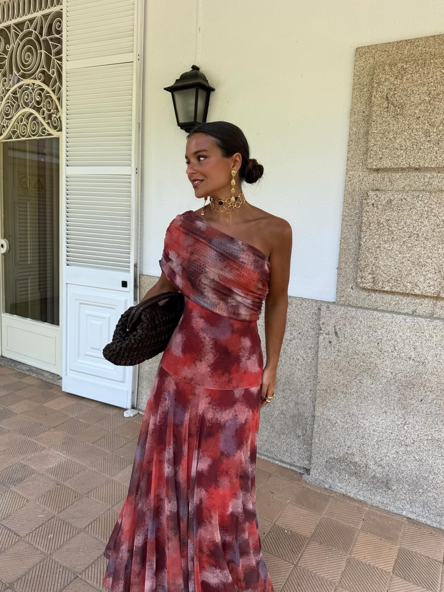 Long Dress Off-Shoulder Watercolor