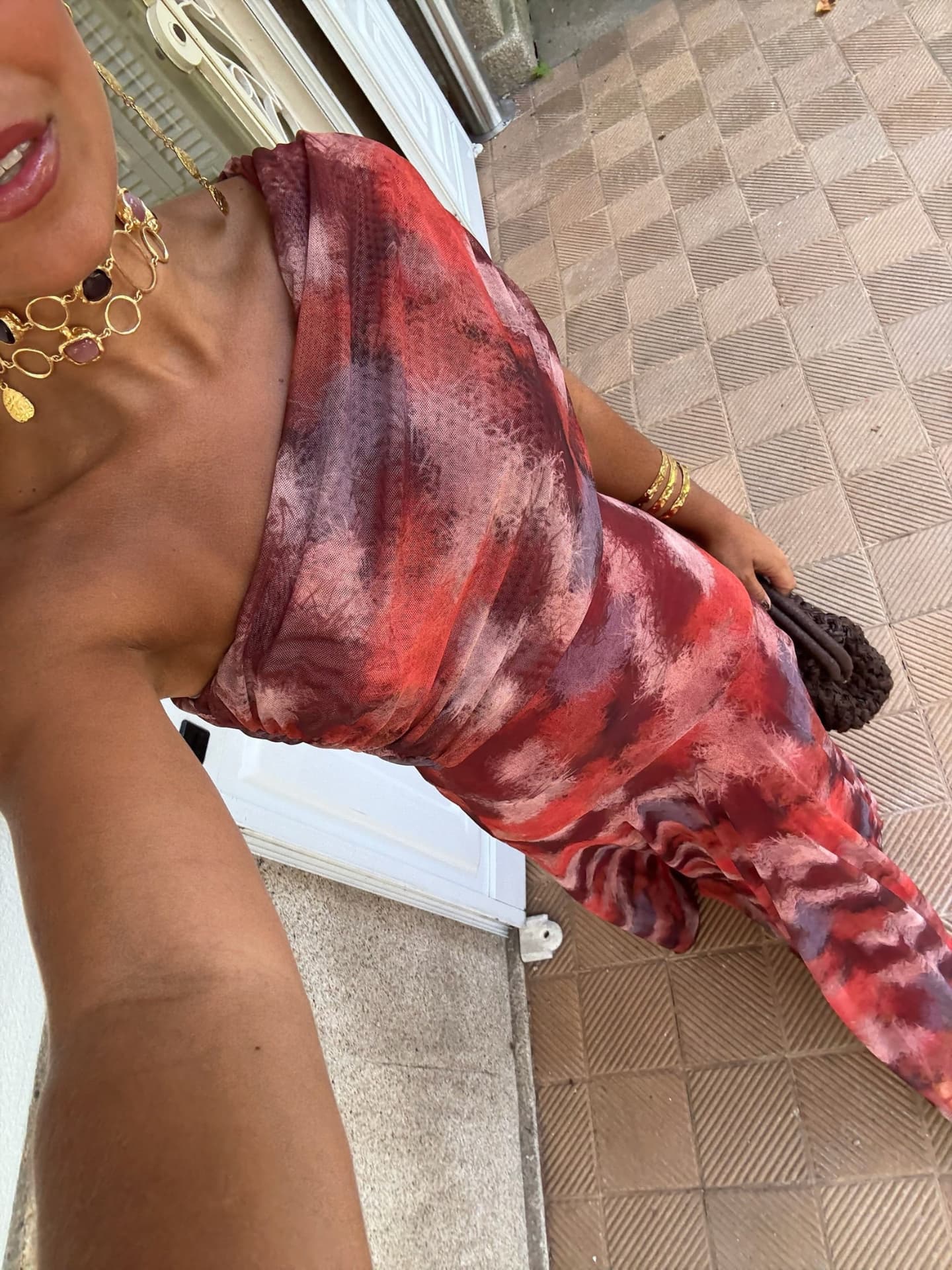 Long Dress Off-Shoulder Watercolor