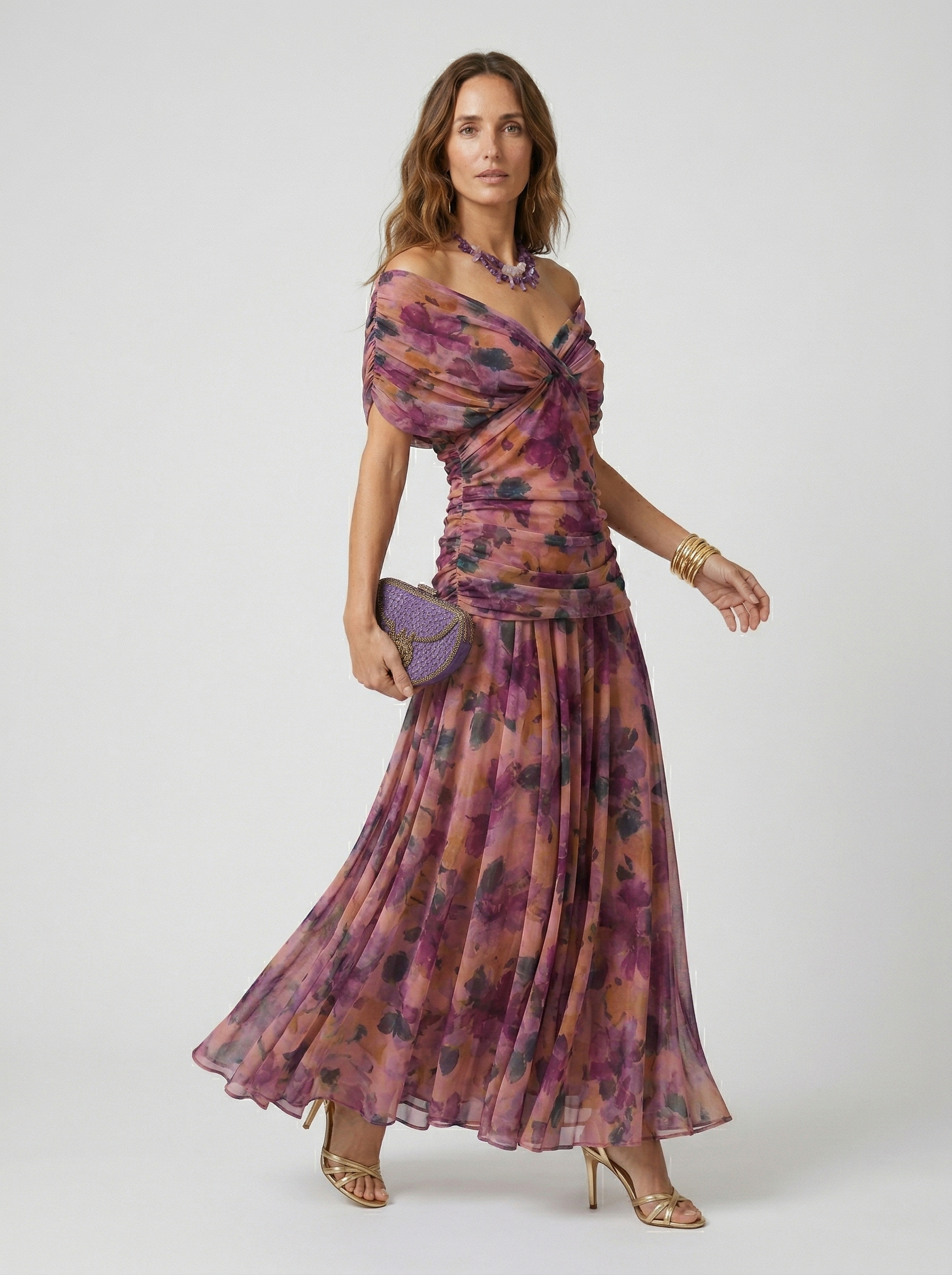 Long dress with V-neck