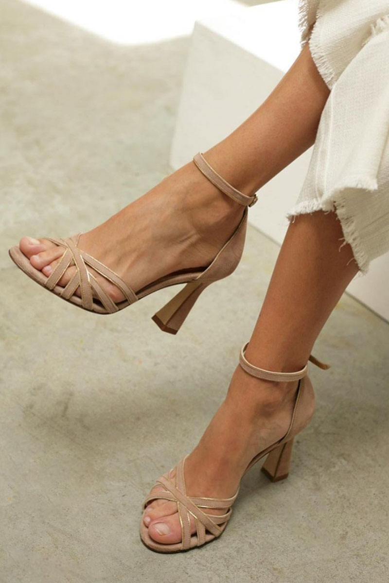Victoria™ | Slim Round Toe Patchwork Heels