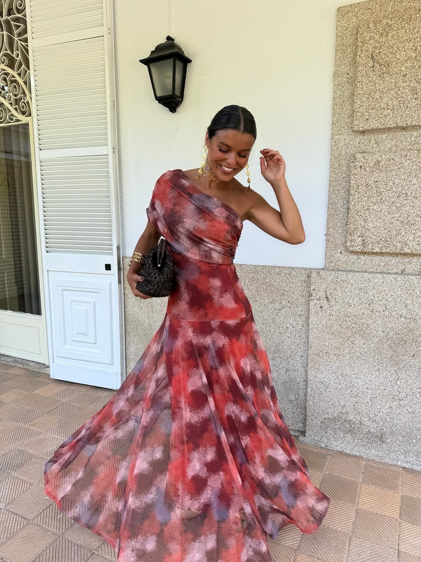 Long Dress Off-Shoulder Watercolor
