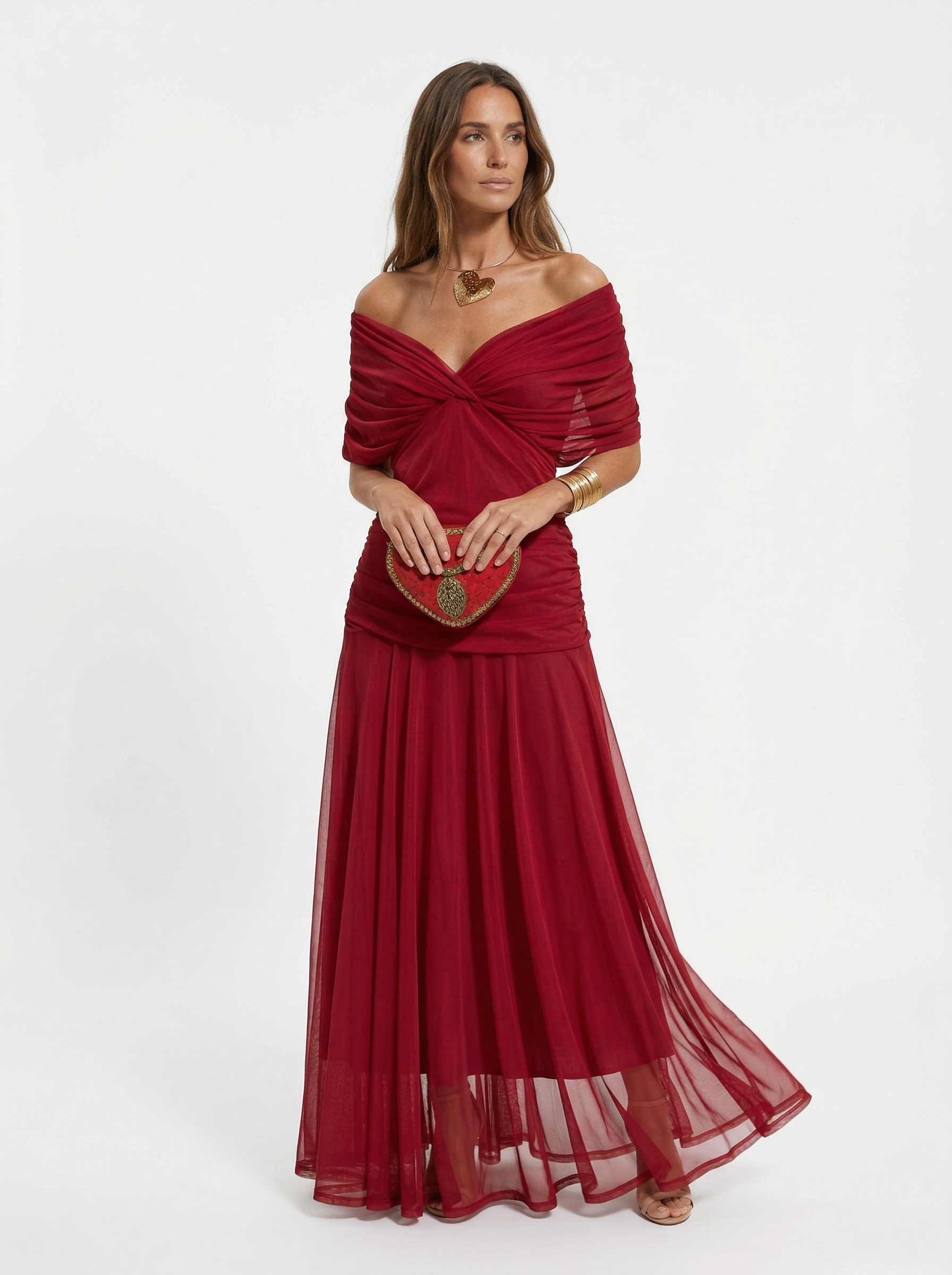 Long dress with V-neck