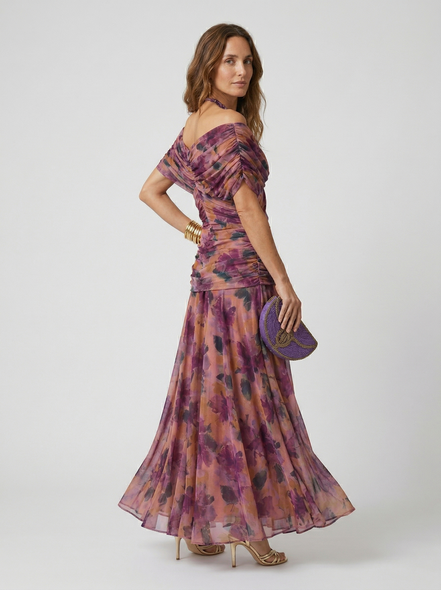 Long dress with V-neck