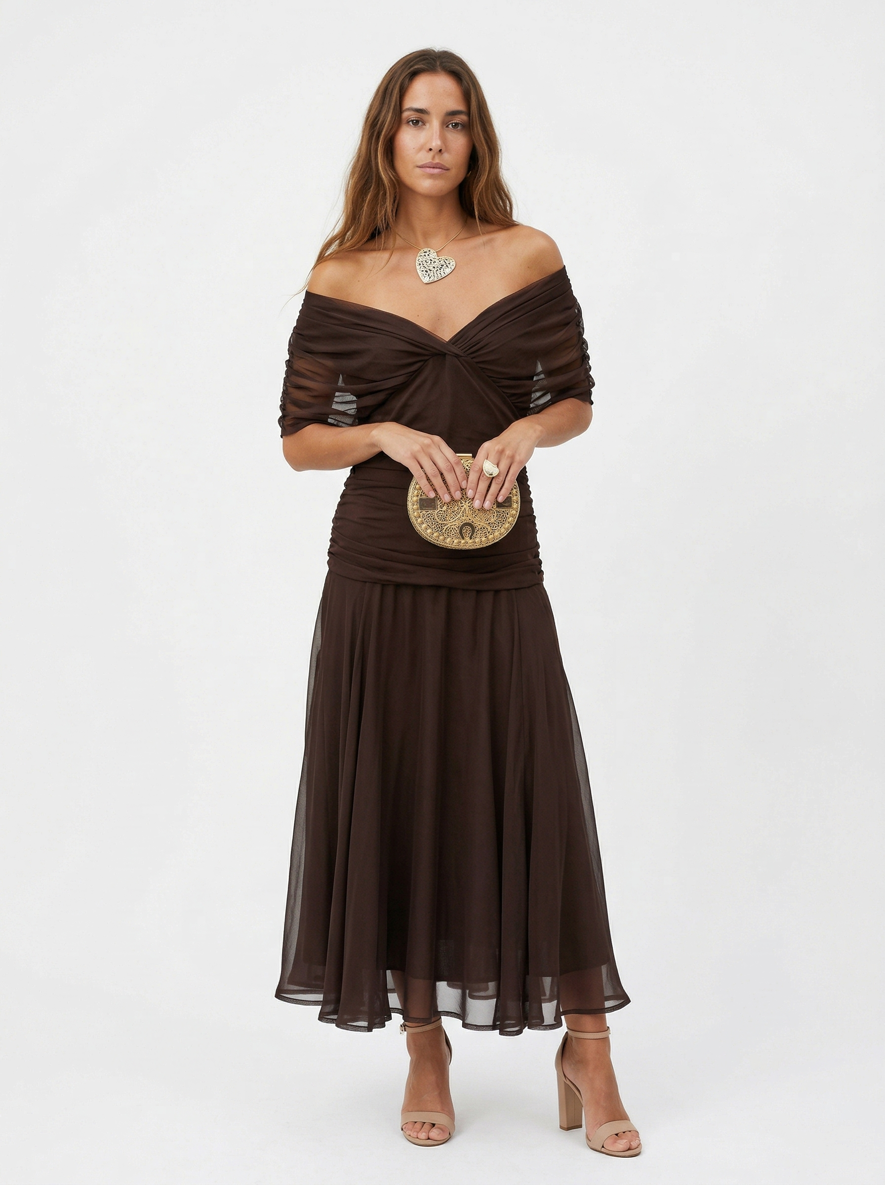Long dress with V-neck