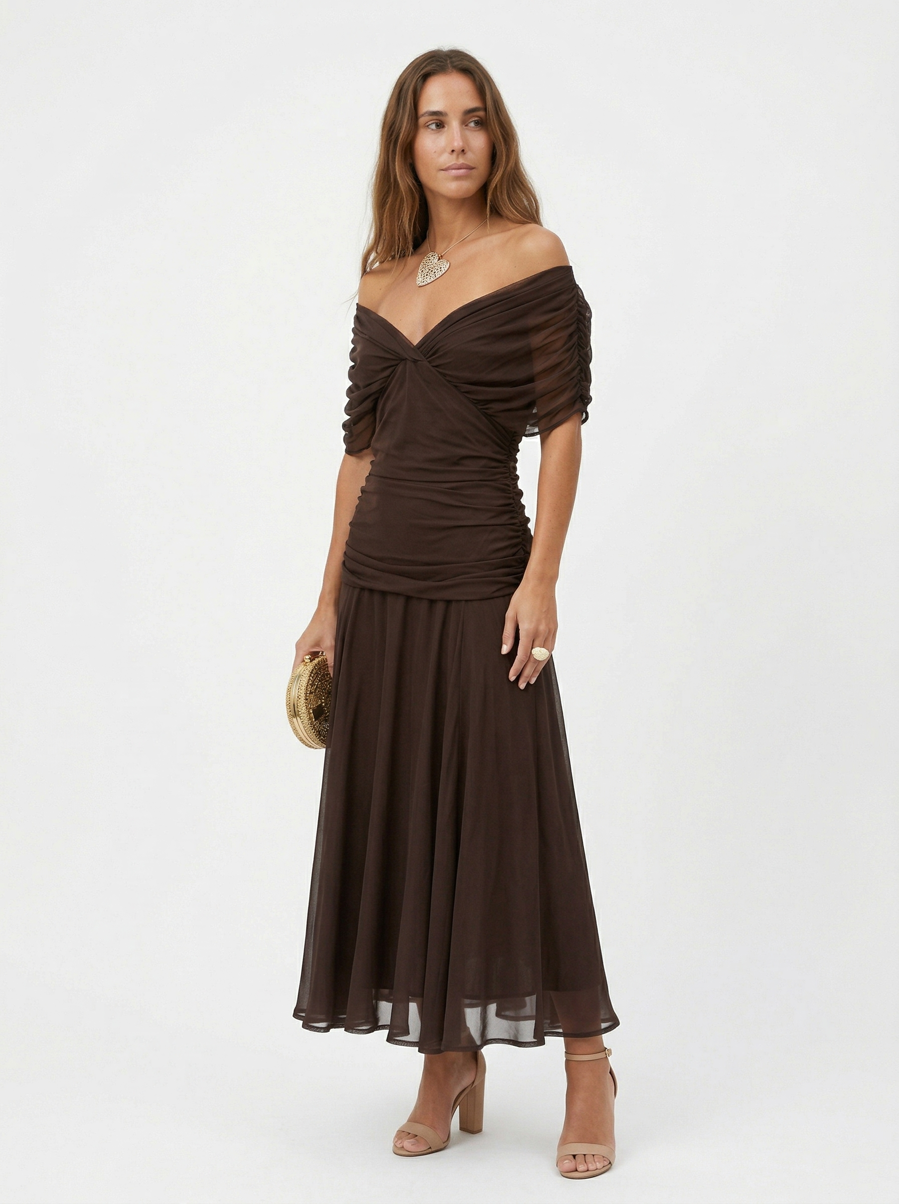 Long dress with V-neck