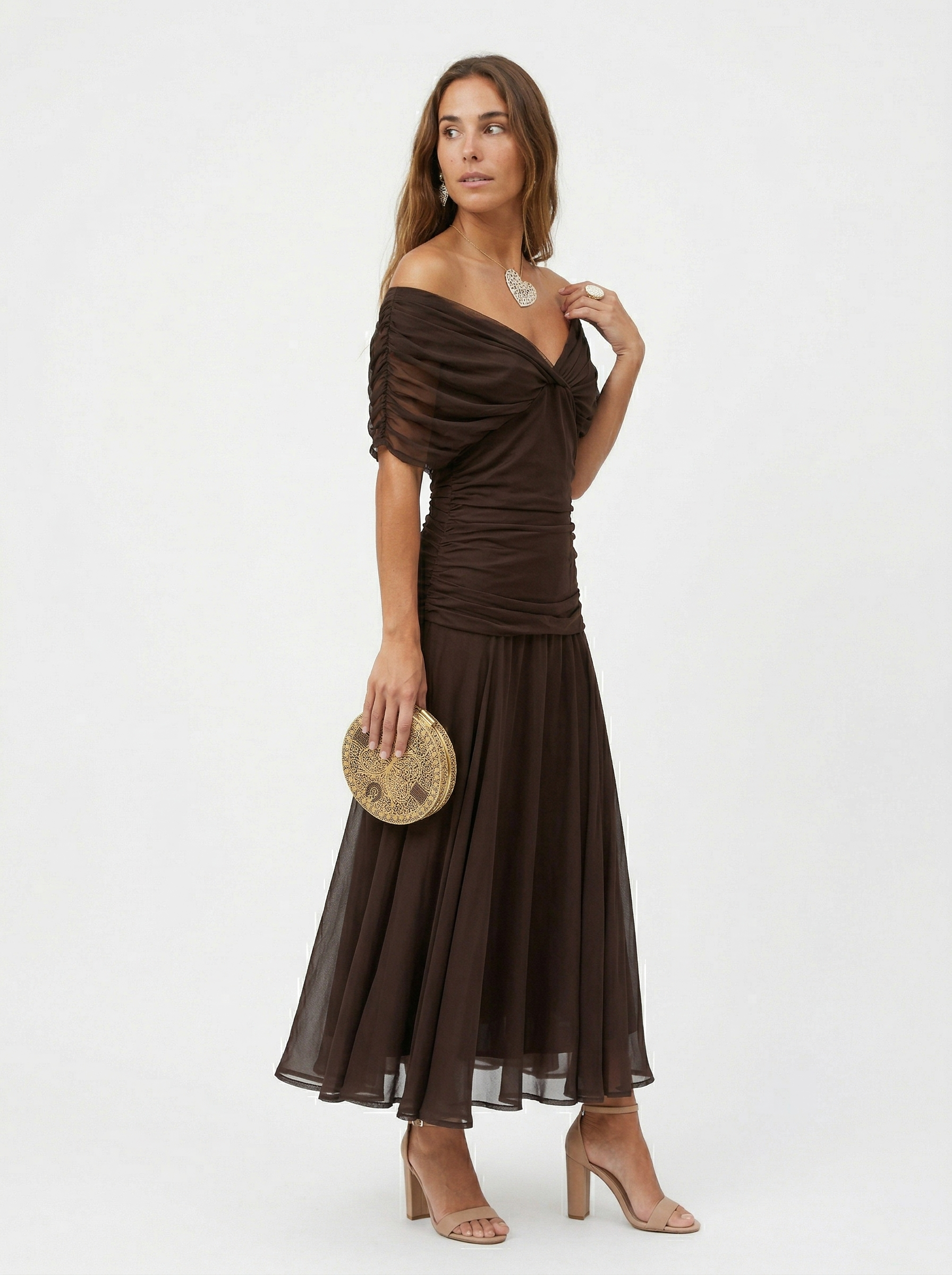 Long dress with V-neck