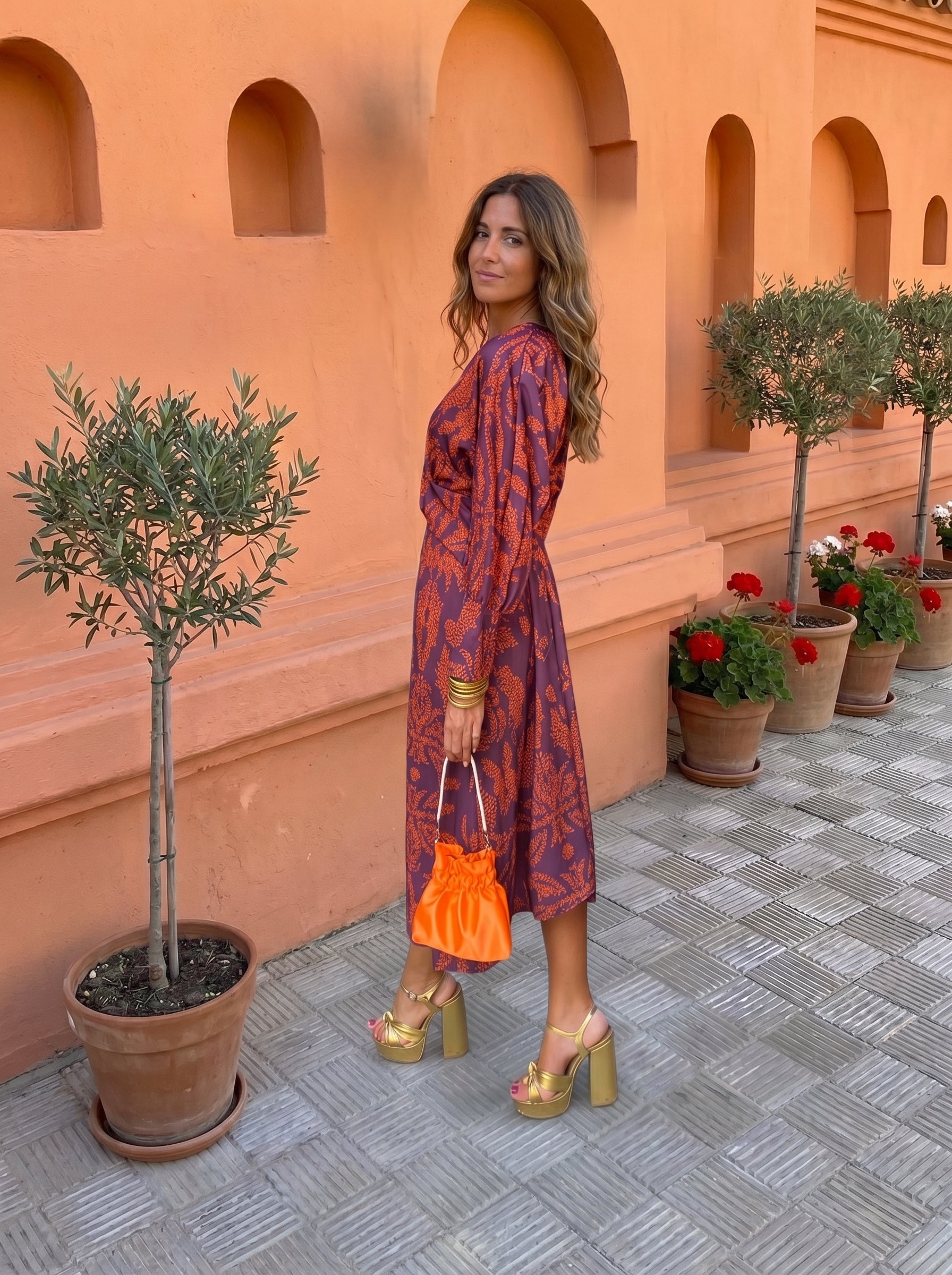 Midi dress with print