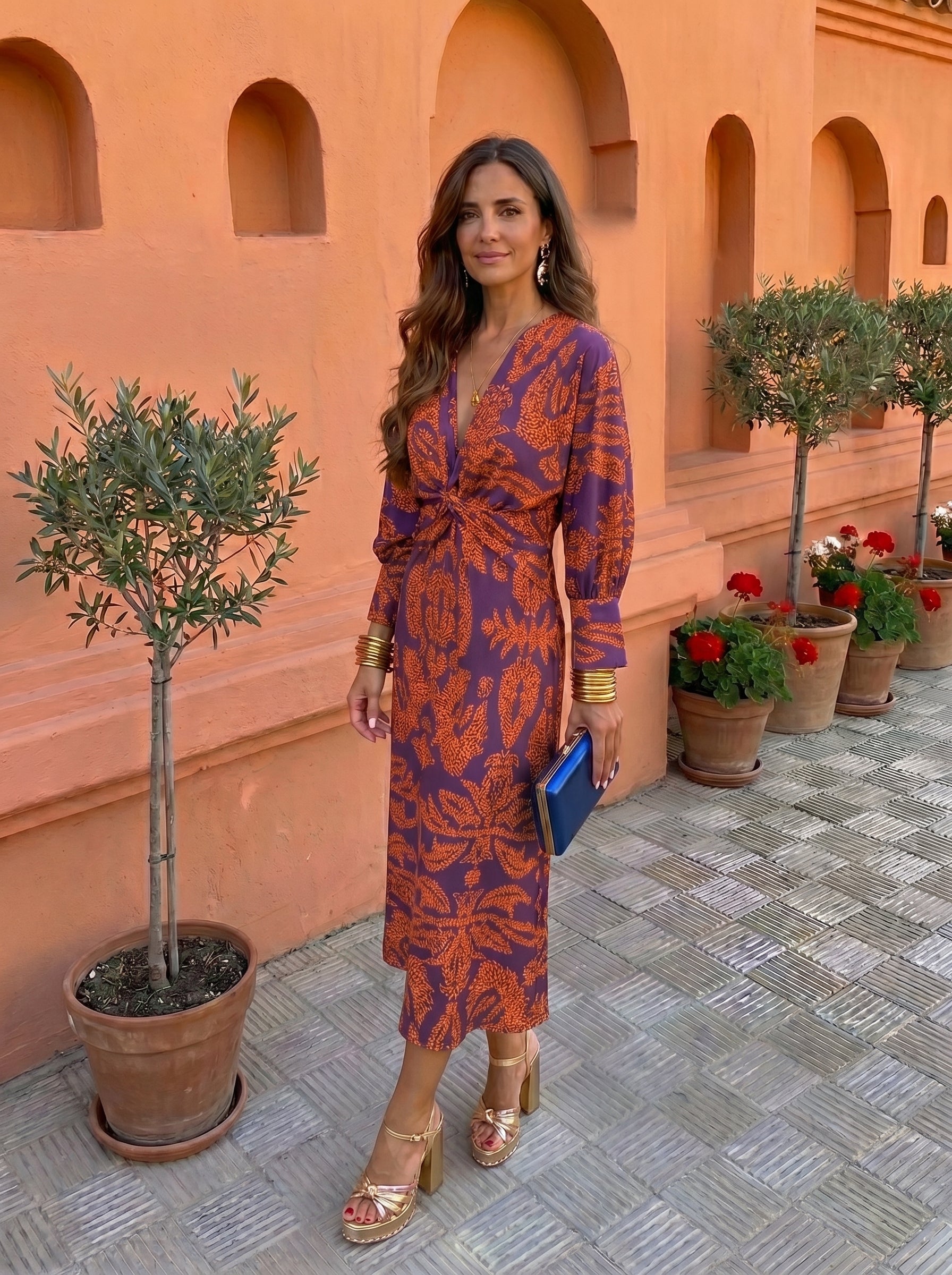 Midi dress with print