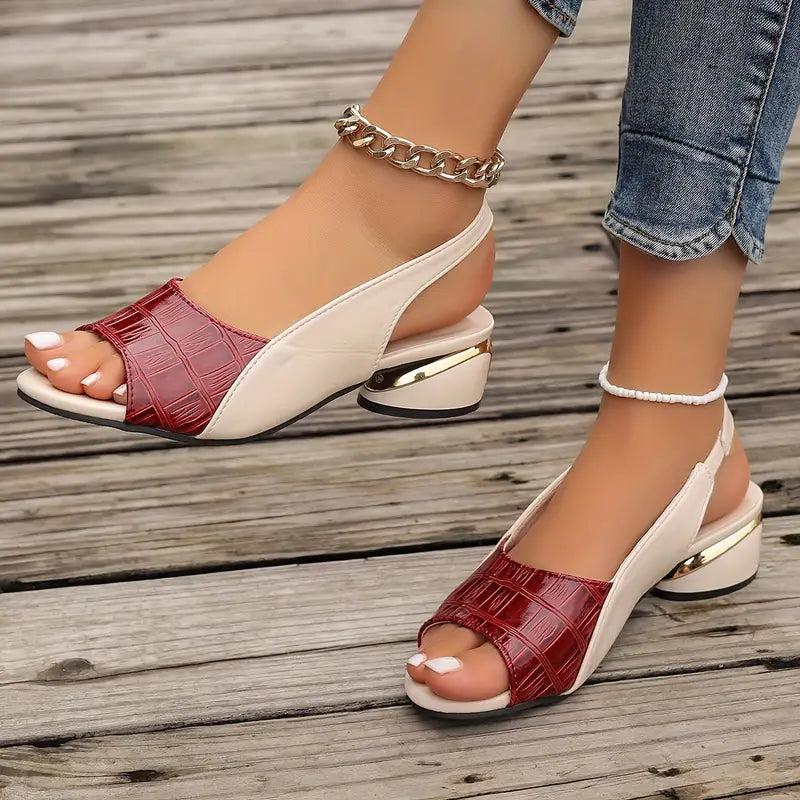 WILLOW | Block Heel Sandals with Open Toe and Slingback for Comfort and Style